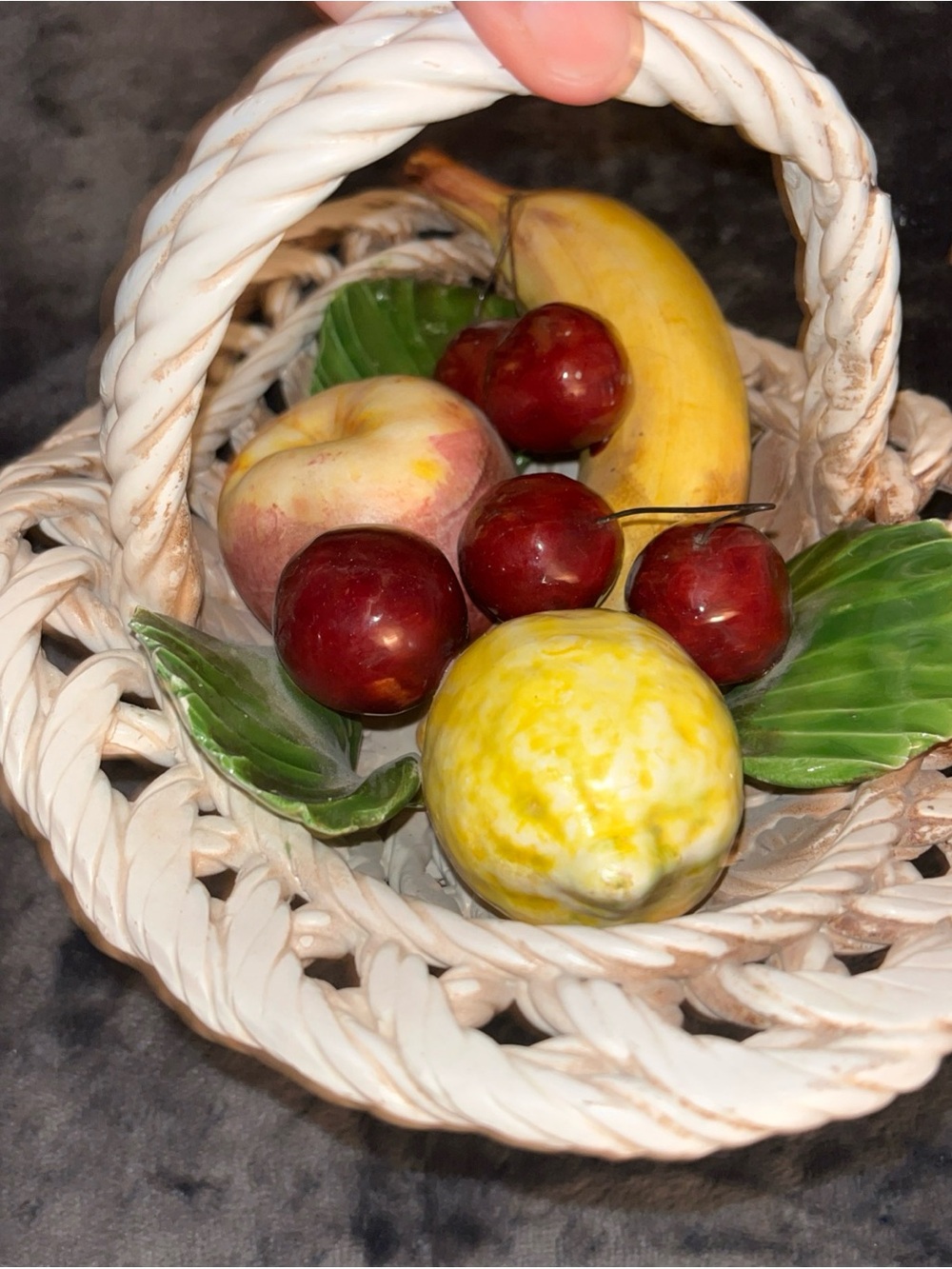 Capodimonte  Art Made in Italy porcelain fruit basket  vintage